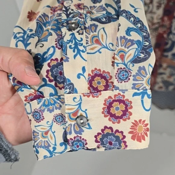 {Vincente} Women's Paisley Print Tunic Duster - Size Medium - Picture 10 of 16